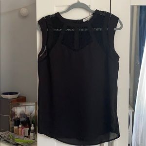 Black blouse with lace accent in the front